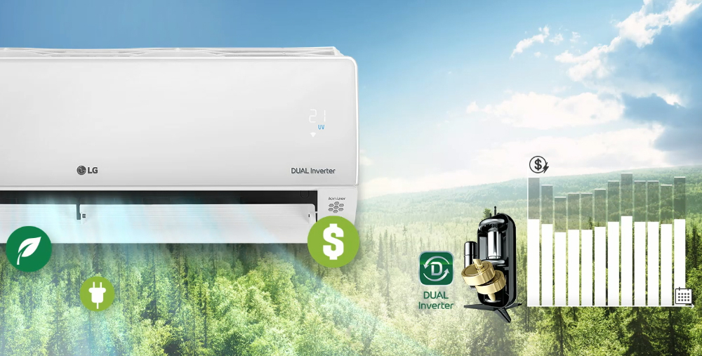 Klimatyzator LG Deluxe z oczyszczaniem UVnano™ DUAL Inverter Wi-Fi 3,5kW 35 m2